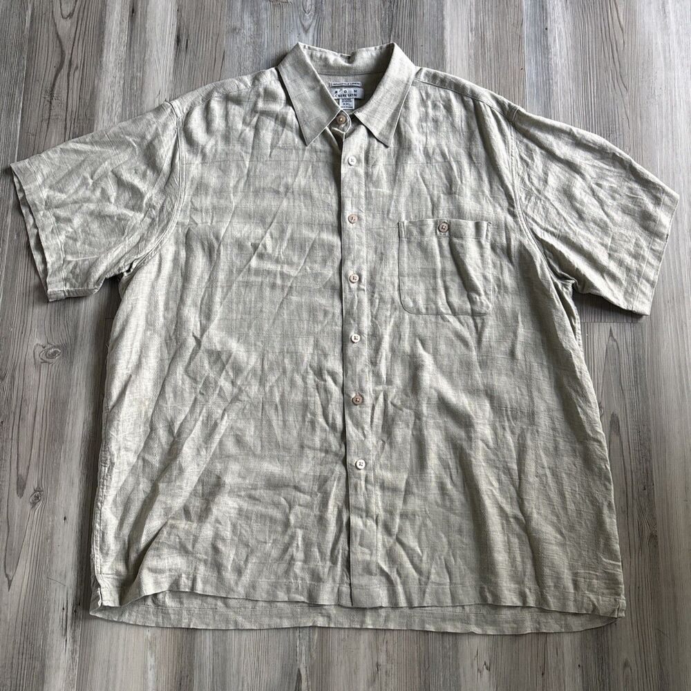 Ron Chereskin Washable Linen Rayon Button Down Shirt Size XXL